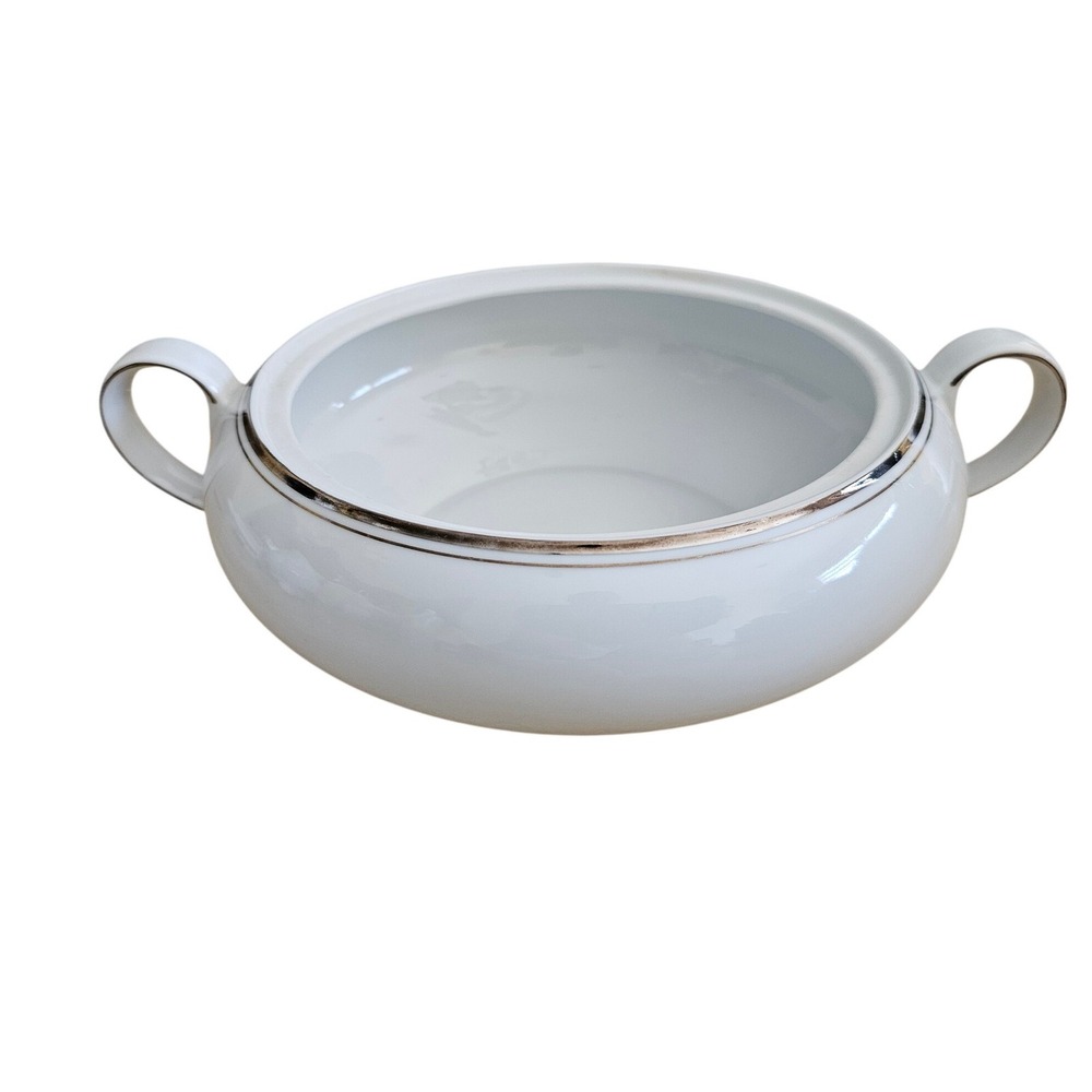Crown Empire Countess Fine China Soup Tureen White Silver Trim Made Japan no Lid